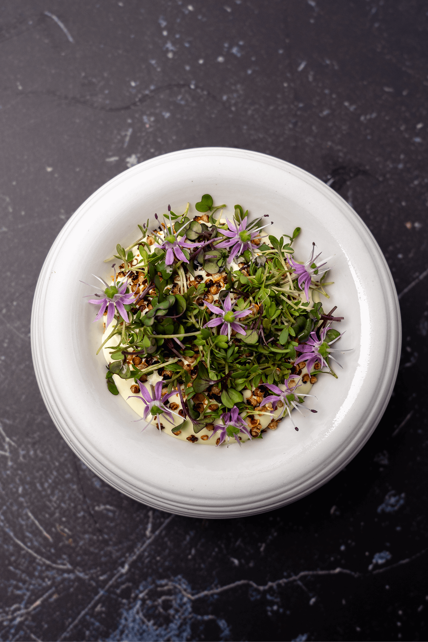 Amuse-bouche of herb purée and ramson